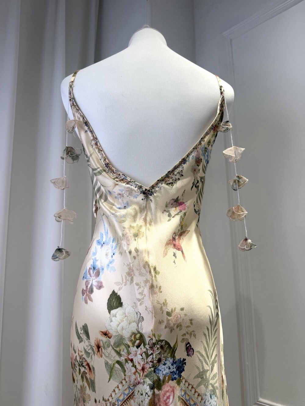 Camilla V Neck Full Length Bias Slip Dress In Midsummer Masterpiece - Picture 15 of 15
